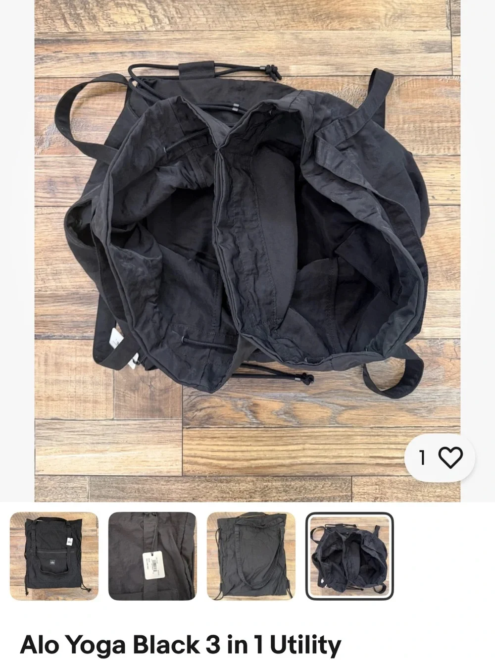 ALO Yoga Black Convertible 3-in-1 Utility Backpack Tote